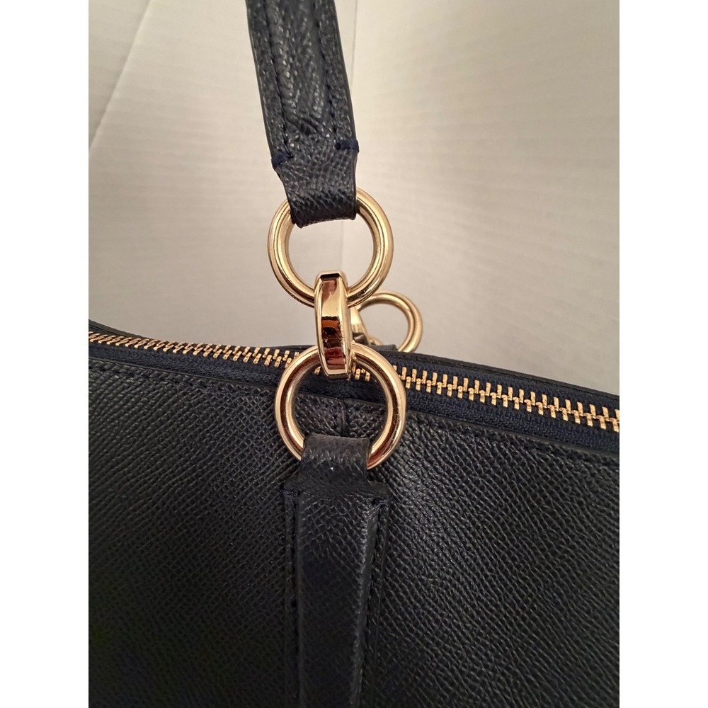 Coach Ava Chain Tote Midnight Navy Crossgrain Leather Shoulder Bag F57526 - Picture 5 of 16